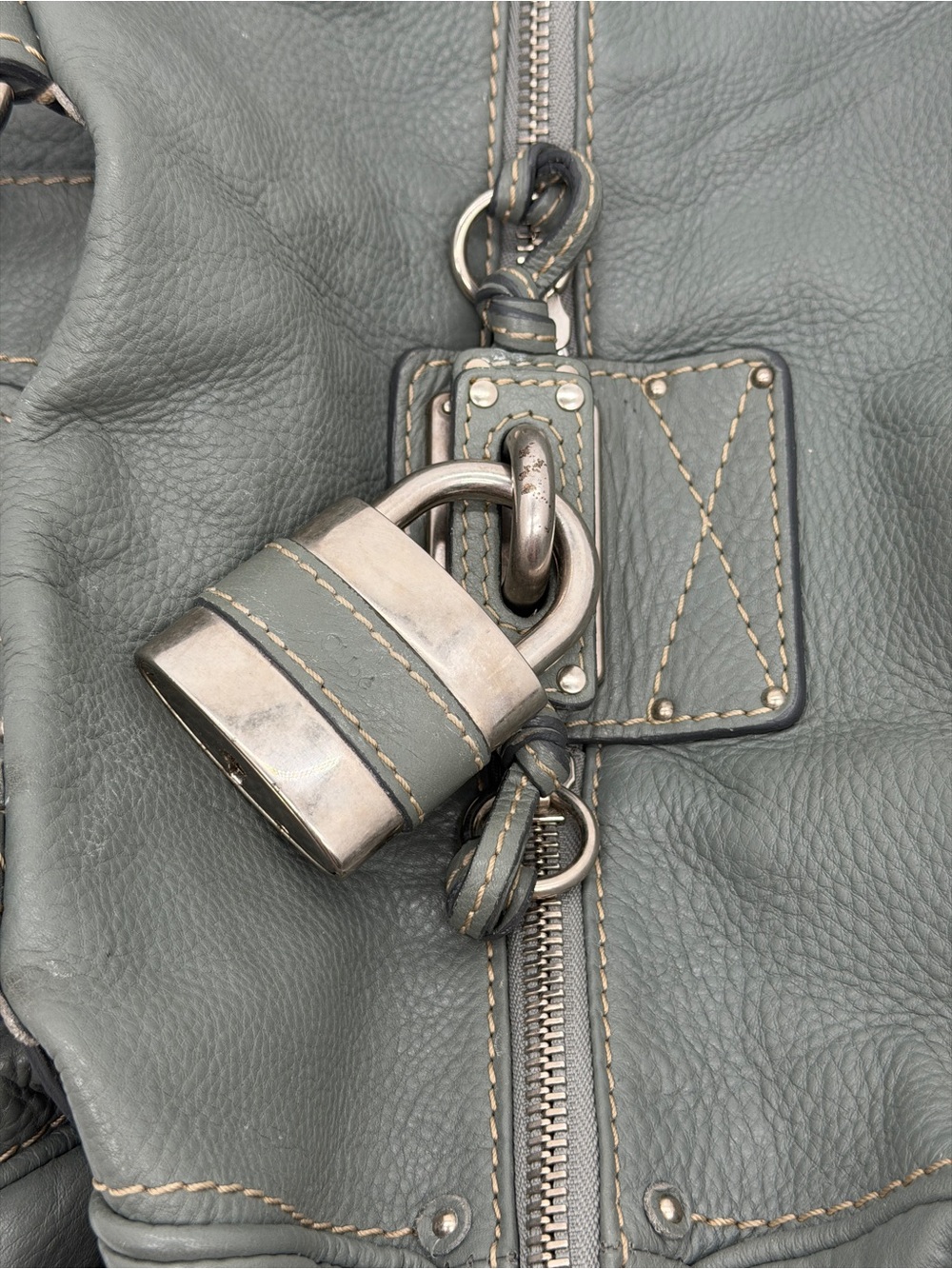 Chloe Paddington Gray Calfskin Leather Shoulder Bag - Picture 7 of 10